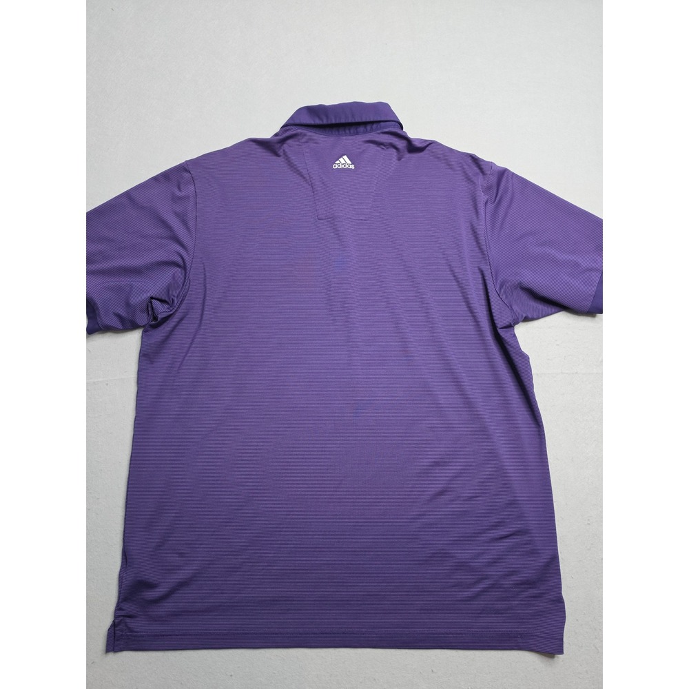 Adidas Climalite Polo Shirt Men's Large Purple Striped Stretch Golf Performance - Picture 2 of 7